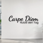Wandlogo carpe diem nutze den tag weiss